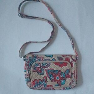 Cream and Red Crossbody Bag with Adjustable Strap